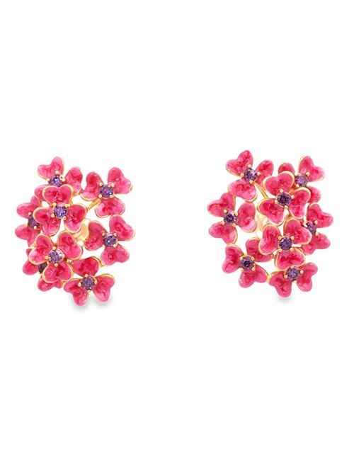 Orecchini Clover color oro con pietre di ametista e rosa perlato GOCCIAZZURRA JEWELS | ORCLOVEROROROSA
